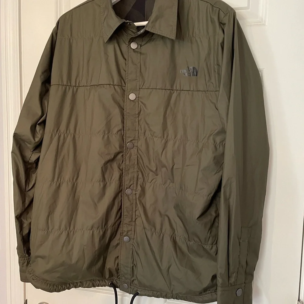 North Face Dark Green Mens Snap Up Jacket Size Large